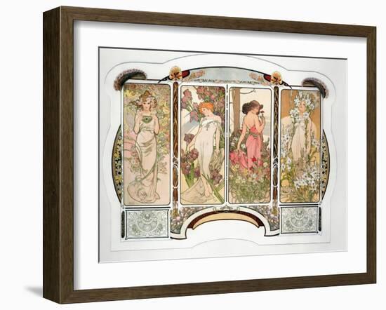 The Flowers: Variant 2, 1898-Alphonse Mucha-Framed Giclee Print