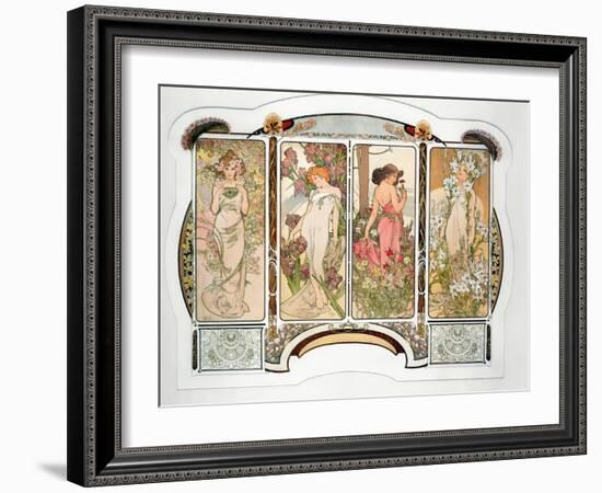 The Flowers: Variant 2, 1898-Alphonse Mucha-Framed Giclee Print