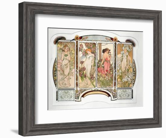 The Flowers: Variant 2, 1898-Alphonse Mucha-Framed Giclee Print