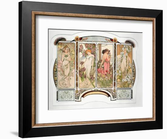 The Flowers: Variant 2, 1898-Alphonse Mucha-Framed Giclee Print