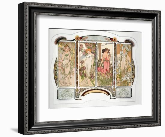 The Flowers: Variant 2, 1898-Alphonse Mucha-Framed Giclee Print