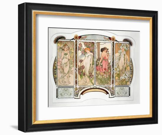 The Flowers: Variant 2, 1898-Alphonse Mucha-Framed Giclee Print