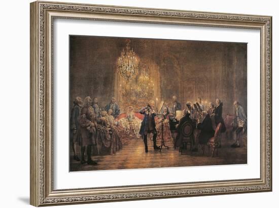 The Flute Concert, 1852-Adolph Friedrich Erdmann von Menzel-Framed Premium Giclee Print