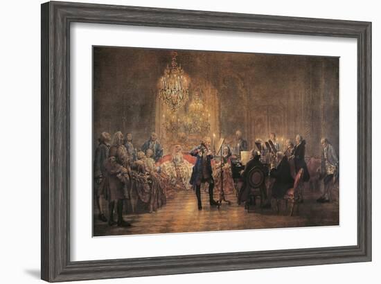 The Flute Concert, 1852-Adolph Friedrich Erdmann von Menzel-Framed Premium Giclee Print