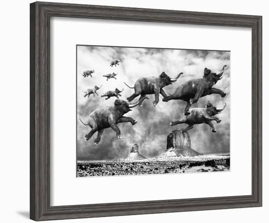 The Flying Elephants-null-Framed Art Print