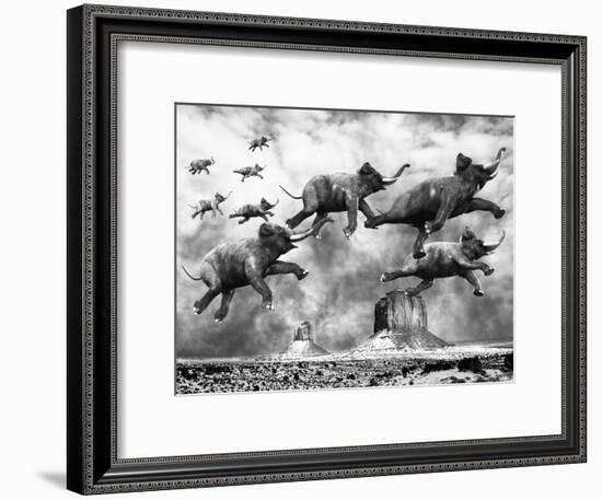 The Flying Elephants-null-Framed Art Print