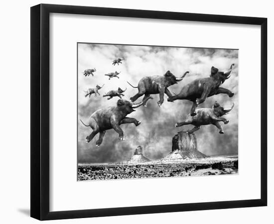 The Flying Elephants-null-Framed Art Print