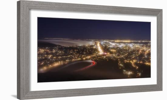 The Fog Creeps Into Downtown San Francisco Evening Image Looking Straight Down Market Street-Joe Azure-Framed Photographic Print