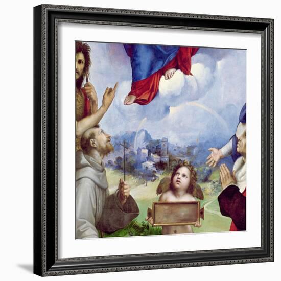 The Foligno Madonna (Detail), C.1511-12 (Oil on Wood Transferred to Canvas)-Raphael (1483-1520)-Framed Giclee Print