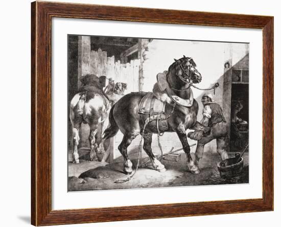 The Forge, from Etudes De Cheveaux, 1822-Théodore Géricault-Framed Giclee Print