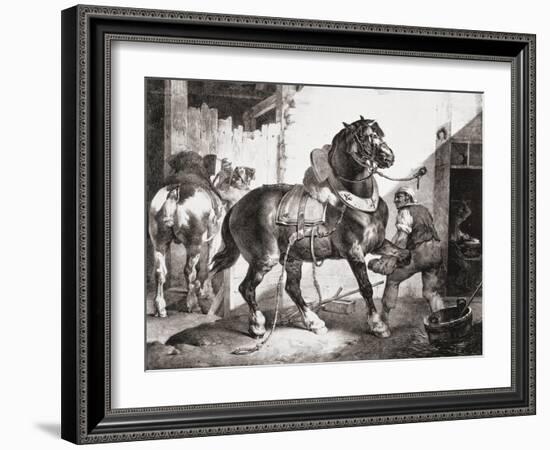 The Forge, from Etudes De Cheveaux, 1822-Théodore Géricault-Framed Giclee Print