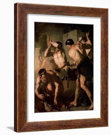 The Forge of Vulcan, C1660-Luca Giordano-Framed Giclee Print