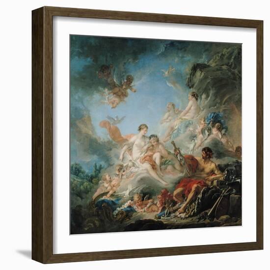 The Forge of Vulcan, or Vulcan Presenting Arms for Aeneas to Venus, Tapestry Cartoon, 1757-Francois Boucher-Framed Giclee Print