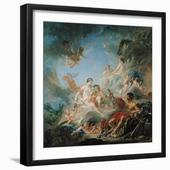 The Forge of Vulcan, or Vulcan Presenting Arms for Aeneas to Venus, Tapestry Cartoon, 1757-Francois Boucher-Framed Giclee Print