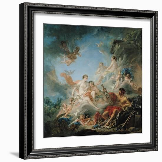 The Forge of Vulcan, or Vulcan Presenting Arms for Aeneas to Venus, Tapestry Cartoon, 1757-Francois Boucher-Framed Giclee Print