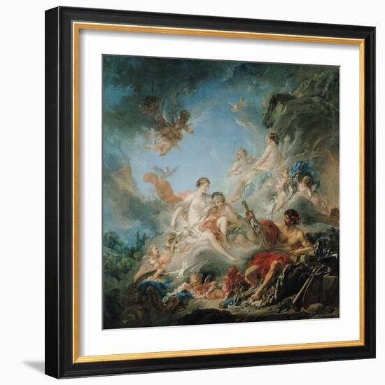 The Forge of Vulcan, or Vulcan Presenting Arms for Aeneas to Venus, Tapestry Cartoon, 1757-Francois Boucher-Framed Giclee Print