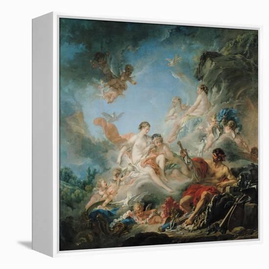 The Forge of Vulcan, or Vulcan Presenting Arms for Aeneas to Venus, Tapestry Cartoon, 1757-Francois Boucher-Framed Premier Image Canvas