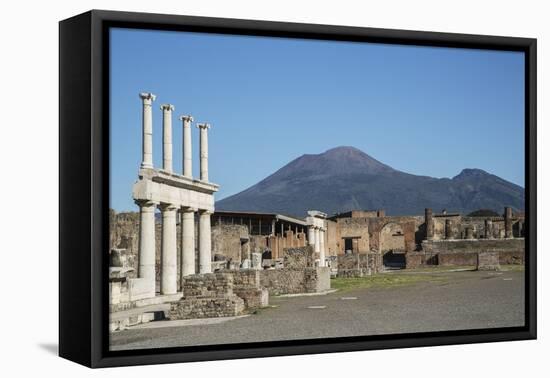 The Forum and Vesuvius Volcano, Pompeii, UNESCO World Heritage Site, Campania, Italy, Europe-Angelo Cavalli-Framed Premier Image Canvas