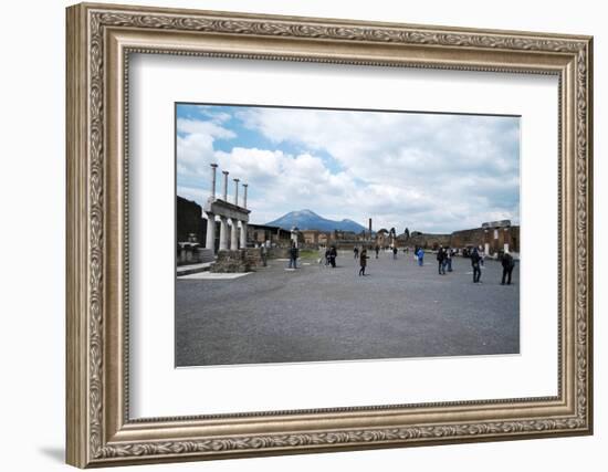 The Forum of Pompeii with Mount Vesuvius in the Background, Pompeii, Campania, Italy-Oliviero Olivieri-Framed Photographic Print