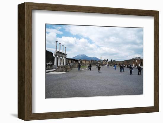 The Forum of Pompeii with Mount Vesuvius in the Background, Pompeii, Campania, Italy-Oliviero Olivieri-Framed Photographic Print