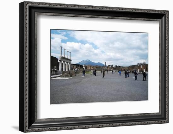 The Forum of Pompeii with Mount Vesuvius in the Background, Pompeii, Campania, Italy-Oliviero Olivieri-Framed Photographic Print