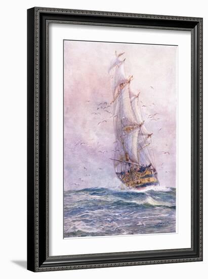 The 'Foudroyant', One of Nelson's Old Ships, 1915-William Lionel Wyllie-Framed Giclee Print