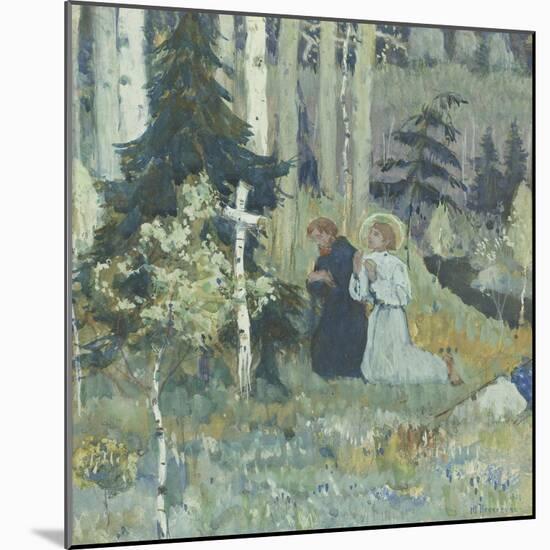 The Founding of the Trinity-Sergius Monastery-Mikhail Vasilyevich Nesterov-Mounted Giclee Print