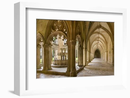 The fountain and water basin in the Claustro Real, royal cloister. Monastery of Batalha, Portugal-Martin Zwick-Framed Photographic Print