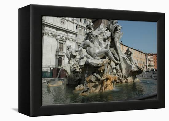 The Fountain of the Four Rivers ( Fontana dei Quattro Fiumi ) in Piazza Navona-Werner Forman-Framed Premier Image Canvas