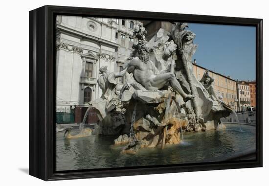 The Fountain of the Four Rivers ( Fontana dei Quattro Fiumi ) in Piazza Navona-Werner Forman-Framed Premier Image Canvas