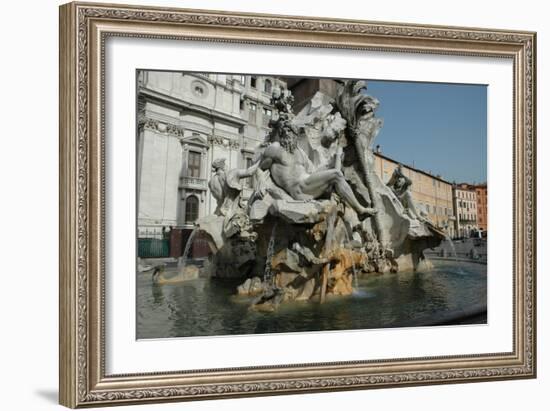 The Fountain of the Four Rivers ( Fontana dei Quattro Fiumi ) in Piazza Navona-Werner Forman-Framed Giclee Print