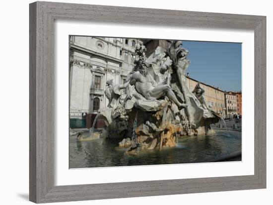 The Fountain of the Four Rivers ( Fontana dei Quattro Fiumi ) in Piazza Navona-Werner Forman-Framed Giclee Print