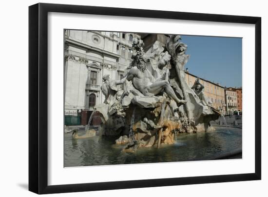 The Fountain of the Four Rivers ( Fontana dei Quattro Fiumi ) in Piazza Navona-Werner Forman-Framed Giclee Print