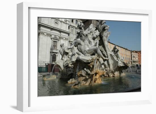 The Fountain of the Four Rivers ( Fontana dei Quattro Fiumi ) in Piazza Navona-Werner Forman-Framed Giclee Print