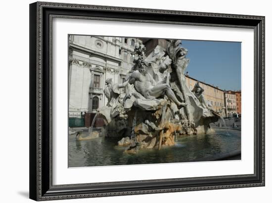 The Fountain of the Four Rivers ( Fontana dei Quattro Fiumi ) in Piazza Navona-Werner Forman-Framed Giclee Print