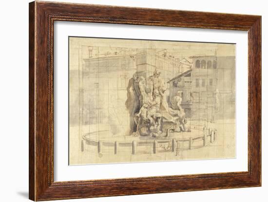 The Fountain of the Four Rivers in Piazza Navona, Rome-Gaspar van Wittel-Framed Art Print