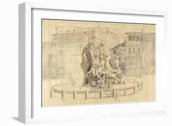 The Fountain of the Four Rivers in Piazza Navona, Rome-Gaspar van Wittel-Framed Art Print