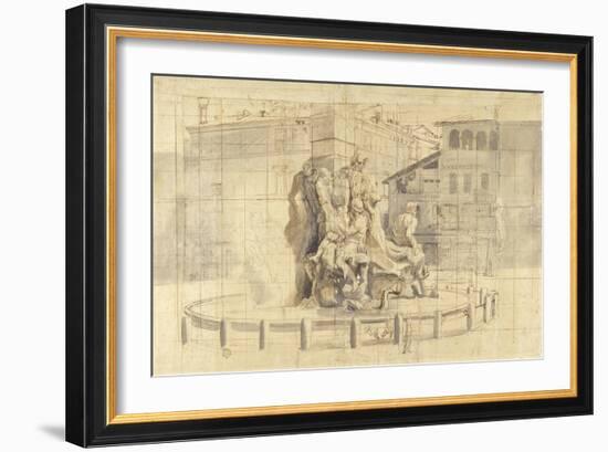 The Fountain of the Four Rivers in Piazza Navona, Rome-Gaspar van Wittel-Framed Art Print