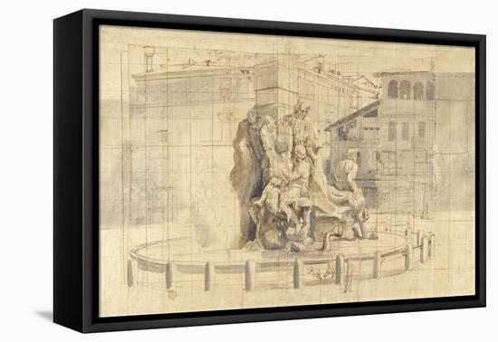 The Fountain of the Four Rivers in Piazza Navona, Rome-Gaspar van Wittel-Framed Stretched Canvas