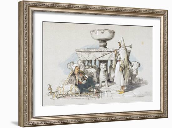 The Fountain of the Lions, Vignette from 'sketches and Drawings of the Alhambra', 1835 (Litho)-John Frederick Lewis-Framed Giclee Print