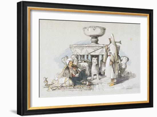 The Fountain of the Lions, Vignette from 'sketches and Drawings of the Alhambra', 1835 (Litho)-John Frederick Lewis-Framed Giclee Print