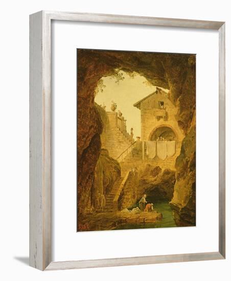 The Fountain under the Grotto-Hubert Robert-Framed Giclee Print