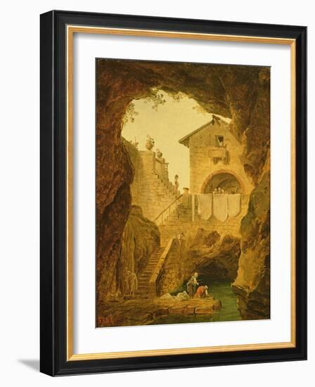 The Fountain under the Grotto-Hubert Robert-Framed Giclee Print