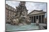 The fountain with statues frames the ancient temple of Pantheon, UNESCO World Heritage Site, Rome, -Roberto Moiola-Mounted Photographic Print