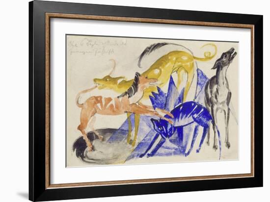 The Four Canine Companions of Prince Jussuf, 1914-Franz Marc-Framed Giclee Print