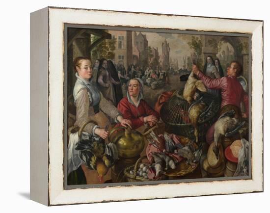 The Four Elements: Air. a Poultry Market with the Prodigal Son in the Background, 1569-Joachim Beuckelaer-Framed Premier Image Canvas