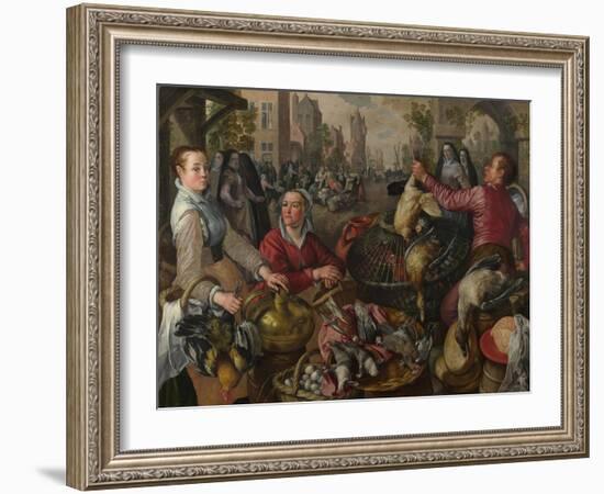 The Four Elements: Air. a Poultry Market with the Prodigal Son in the Background, 1569-Joachim Beuckelaer-Framed Giclee Print