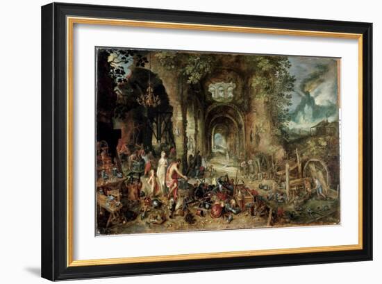 The Four Elements: Allegory of Fire (Oil on Panel, 1594)-Jan the Elder Brueghel-Framed Giclee Print