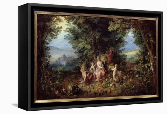 The Four Elements: the Earth Allegory. View of Earth Paradise, 1610 (Oil on Canvas)-Jan the Elder Brueghel-Framed Premier Image Canvas