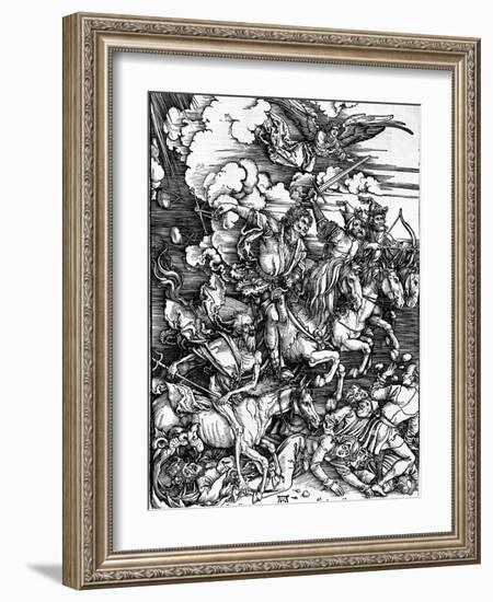 The Four Horsemen of the Apocalypse, 1498 (Woodcut)-Albrecht Dürer-Framed Giclee Print